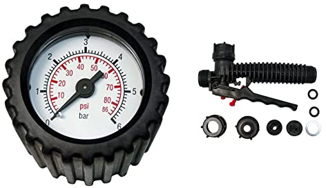 Manometer für SOLO Drucksprüher und Rückenspritzen & 49440 Handventil-Satz für Spritzen, Schwarz, 21 x 11 x 4 cm