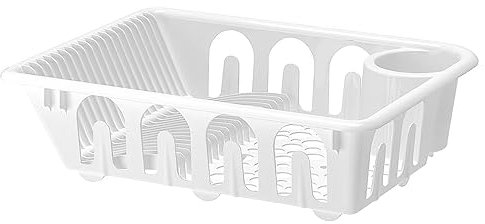 Rubyz Iconic Large Plastic Dish Drainer Rack in White ~ Holds upto 18 Plates and 9 Cups at a Time ~ Enormous Capacity and Strong ABS Build Dish Drying Rack