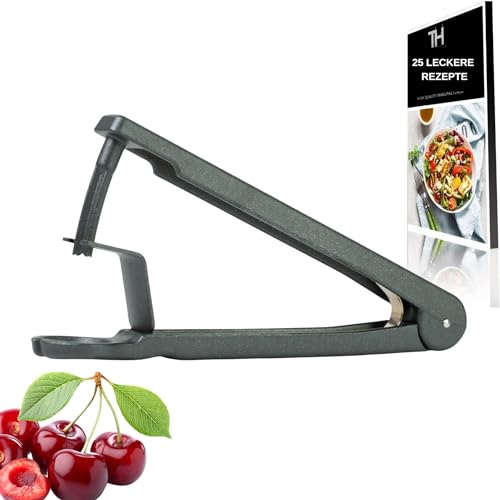 Thiru Premium Kirschenentkerner - Robuste Edelstahlklingen - Made in Germany - inkl. E-Book mit 25 Rezepten - zerdrückt die Frucht nicht