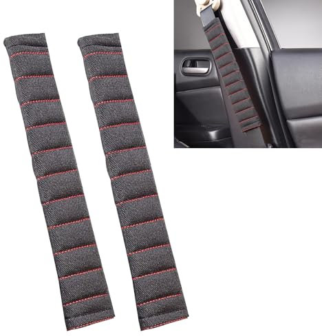 2PCS Juttzzei Voiture Protege Ceinture de Sécurité Coussin, 10,6in/27cm Protection Ceinture de Sécurité pour Enfants et Adultes Protéger Cou/Epaules, Coussin Ceinture Voiture Enfant en Peluche - Rouge