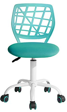 FurnitureR Colourful Stuhl, moderner und Verstellbarer Computersitz, drehbarer Arbeitssitz ohne Armlehne, Arbeitszimmer für Kinder, Bürositz zu Hause, Arbeitsstuhl, Türkis