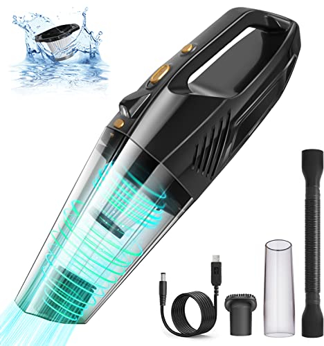 Zamufo Handstaubsauger Akku, Auto Handstaubsaugers Kabellos mit LED-Licht, Mini Tragbarer Staubsauger Tierhaare für Haus, Haustier und Auto, 120W Handstaubsauger für Nass und Trocken