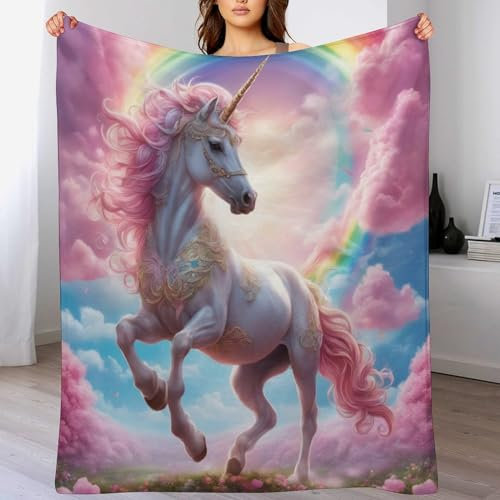 PAZZK Couverture Motif Cheval Impression 3D Couverture Légère en Polaire De Flannel Linge De Lit Couvre-lit Couverture De Canapé （130×150cm）