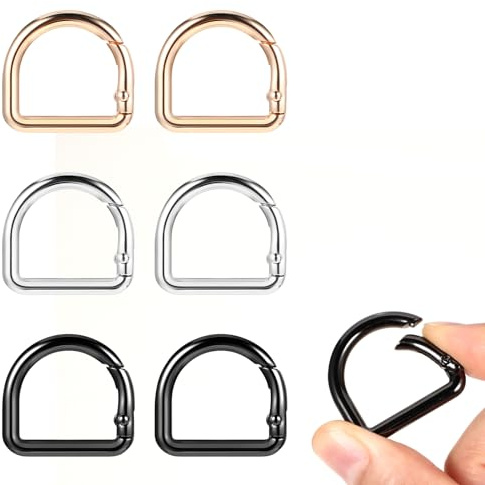 Amabro 6 Stück D Ring Karabiner, Metall Schlüsselanhänger D Ringe Feder-Schlüsselhaken für Umhängetasche Keychain Hardware Keyring Clips Pets Collar Zubehör