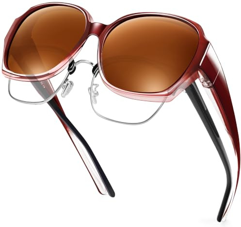 URUMQI Überzieh Sonnenbrille für Herren Damen | Polarisiert TR90 Rahmen Sonnenbrille UV-Schutz Überbrille für Fahren