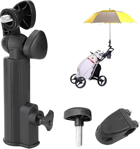 Hominas Regenschirmhalter Golftrolley 180° Verstellbare Golf Push Trolley Schirmhalter Schwarz Golfschirm Halterung für Golfwagen Fahrrad Strandstuhl