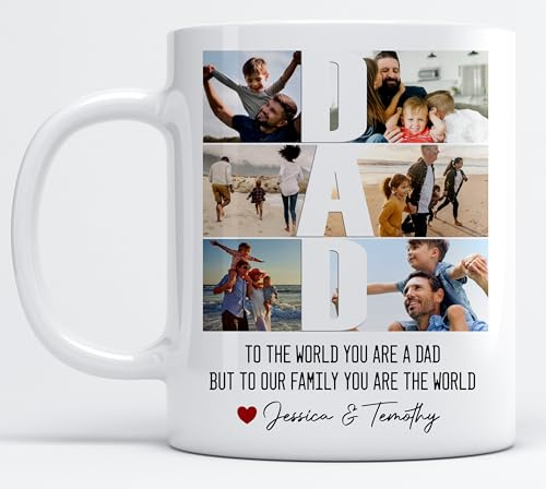 EKAM Personalised Dad Coffee Mug - 11oz Coffee Cup - Add Your Photos and Text - Present for dad - Gift for Father's Day - Gift Cup Father's Day Dad Daddy Grandad Grandpa - Tea Mug (Design 03)