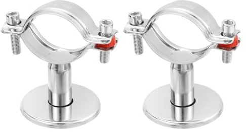 sourcing map 2 Pack Pipe Support, Stainless Steel Pipe Support Bracket, Pipe Strap Clamp with Screw for Dia 51mm Pipe Tube