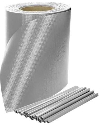 JORON Valla de protección visual de 35 m x 19 cm, incluye 20 clips, lámina de PVC para vallas de doble varilla, valla de jardín (gris)