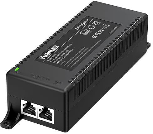 YuanLey Gigabit PoE Injector 60W, PoE Injektor Konvertiert Nicht-PoE in PoE Netzwerk, 802.3bt/at/af, 10/100/1000Mbps PoE-Adapter Plug & Play, Entfernungen bis zu 325 Feet, Wandmontage