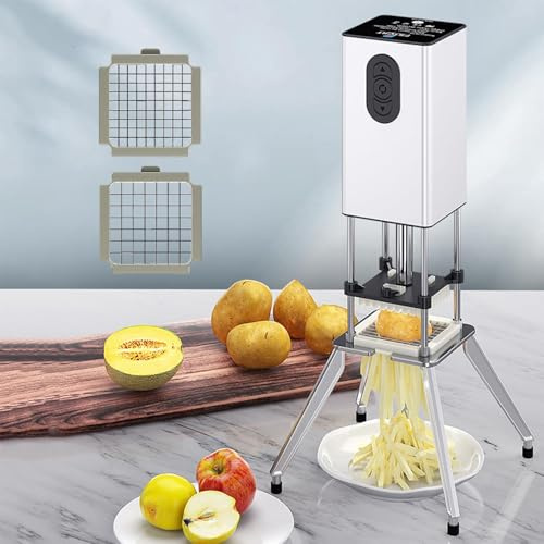Cortador Eléctrico De Patatas Fritas, Picador Comercial De Verduras De Acero Inoxidable De 200 W con Cuchillas De 9 Mm Y 12,5 Mm, Cortador Rápido De Patatas, para Restaurante De Cocina Industrial