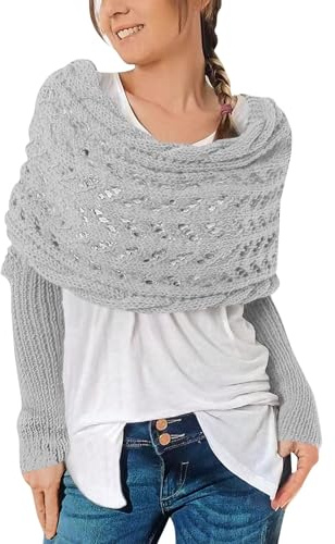 Schal Mit Ärmeln, Multifunktionaler Schal Mit Ärmeln Für Damen Gestrickter Schal Sweater Wrap Boho Pashmina Schal Umhang Strickschal Damen Schal Damen Winter Schal Mit Ärmeln Strick