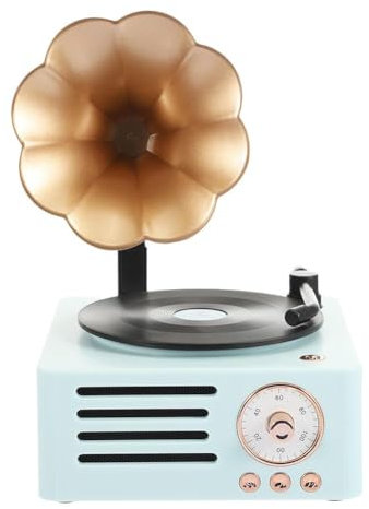Altavoz Bluetooth con forma de gramófono retro, portátil, para exteriores, para sonido TF, FM, MP3, sistema de subwoofer, música