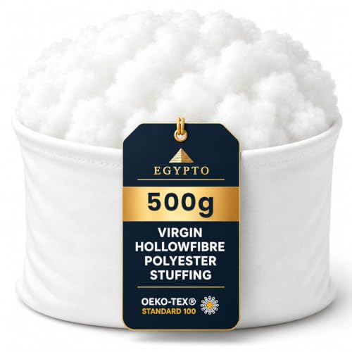 EGYPTO 500 Gram Toy Stuffing for Knitted Toys | 100% Virgin Hollowfibre | Soft, Hypoallergenic & Breathable Stuffing for Crafts, Crochet, Cushions & Pillows