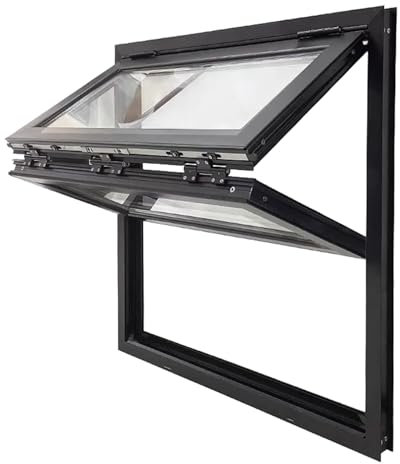 YVYKFZD Schiebefenster aus Aluminiumlegierung, Fenster Window Kellerfenster für Imbisswagen, flächenbündig montiertes Ersatzfenster Lüftungs Klappfenster, Servierfenster mit Sicherheitsschloss(37x31