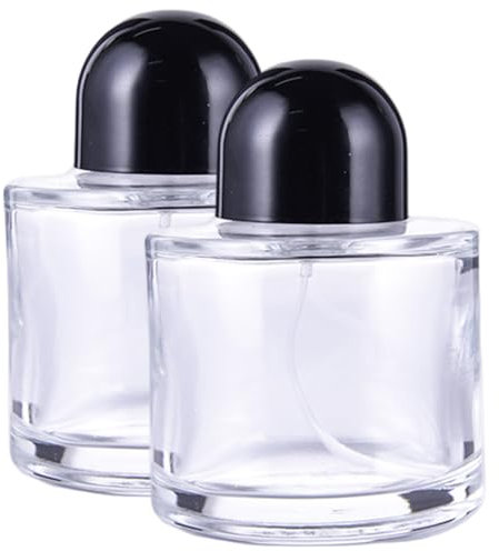 Botella de perfume rellenable 2 unidades vacía de vidrio de 100 ml/3, 4 oz con atomizador contenedor de aceites esenciales para viajes y salidas.