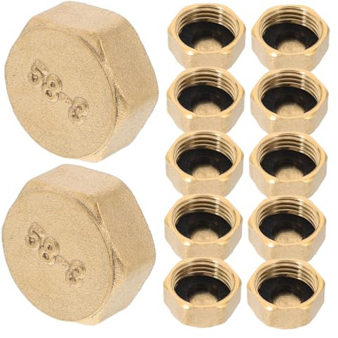 NAMOARLY 12pcs Brass Blanking Stop Caps Pipe Fitting Caps for Water Pipe End Washer Seal