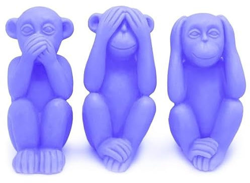 Moule en silicone pour bougies avec 3 singes sages, anti-adhésif et flexible, idéal pour créer des bougies faites maison, modèle 1, 2 et 3 séparément, 5,5 x 11 cm
