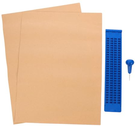 Tavoletta Braille 30 3 Fogli 27 Righe in Plastica Blu | Kit Riutilizzabile Penna, Struttura Robusta e Facile da Usare, per Persone Cieche