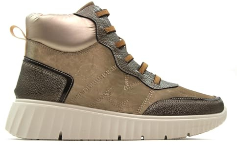 mysoft - Zapatillas,botas deportivas,sneakers,cordón elástico,hecha con piel sintética y tela,suela de goma para: Mujer color: TAUPE talla:40