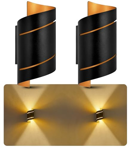 SSC-LUXon 2er Set VYRA Wandbeleuchtung schwarz gold – Moderne Flurlampe mit G9 Fassung Up and Down Wandlicht Lichteffekt für Wohnzimmer