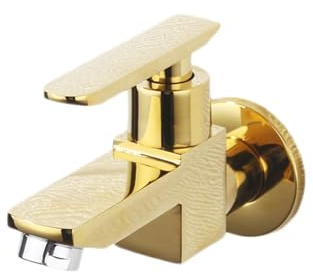 SXWYLZ Armatur Küche Wandmontage Kaltwasserhahn Wasserhahn Kaltwasser Küche für Mop Pool Einhebel Wasserhahn Wandmontage, Zinklegierung,Gold