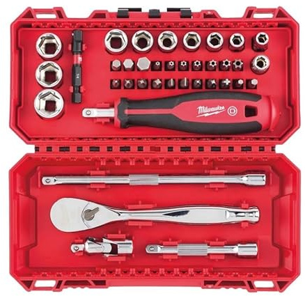 Milwaukee 4932498381 38pc 1/4 Ratchet, Driver & Socket Set in Packout Compatible Case