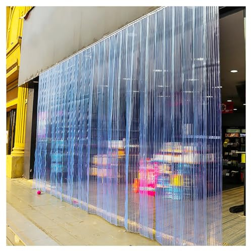 Cortina puerta exterior，pvc refrigeración tira cortina，Cortinas de Puerta de Tira de PVC Transparente,Cortinas del Congelador，Tiras(210x220cm/82.68x86.61in)