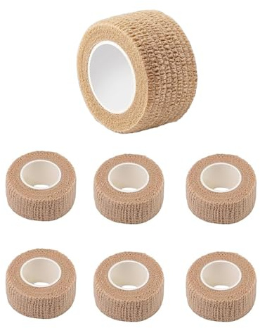 6 Pcs Finger Tape, Compression Tape, Self Adhesive Cohesive Bandage, for Sports, First Aid Medical and Vet Wrap, Protective Furniture, Medical Physio Bandage， 2.5cm Wide x 4m Long (Skin Color)
