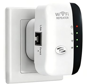 Ouxonix 2026 WiFi Extender Booster Repeater with Ethernet Port White | Covers up to 3650 Sq.Ft and 45 Devices, Internet Signal Amplifier for Home, Garden, Gaming, UK Plug, WPS Setup