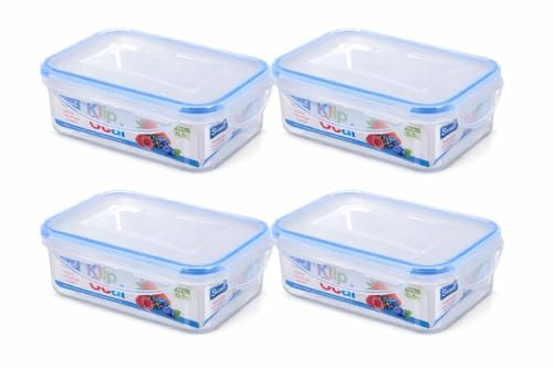 Candid Styles 4 Pack 500ml Airtight Food Storage Containers, Rectangular BPA Free Plastic Clip Lock Leakproof Kitchen Storage Boxes for Fridge Freezer Microwave