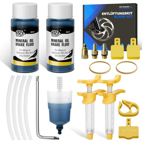 Vepazony Entlüftungskit für MAGURA MT5 MT7 MT8 MT2 HS33 etc,Pro-Spritze 120ml Mineralöl für Hydraulische Scheibenbremsen Service Kit Fahrrad Bremsen Entlüftungsset inkl. Bleed Blood Bremsflüssigkeit