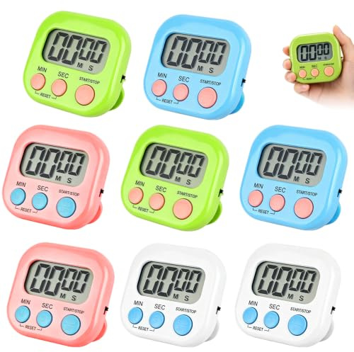 DAJASD 3 Piezas Temporizador Cocina Digital con 4 Colores, Temporizador Digital, Cronometro con Pantalla LCD Grande & Soporte Plegable & Imán, para Estudiar Trabajar Cocina
