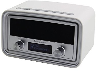 Soundmaster UR190WE DAB+ UKW Retro Radiowecker Uhrenradio mit Wecker, USB Ladebuchse, 2 Weckzeiten, Equalizer, dimmbar, Kopfhöreranschluss