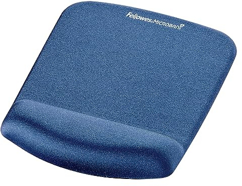 Fellowes ergonomisches Mauspad mit Handgelenkauflage PlushTouch™, super weiche Handballenauflage, Gel und Memoryfoam, blau