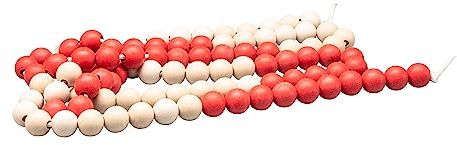 WISSNER® aktiv Lernen – 100er Riesen Rechenkette rot/weiß, RE-Wood, 300 cm, 100 Kugeln, nachhaltig & schadstofffrei, für Grundschule & Mathematikunterricht, hergestellt in Bensheim/Hessen/Deutschland