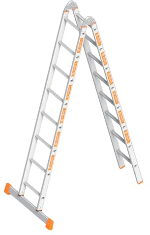Layher Klappleiter 2 x 8 Sprossen / 236 cm - 471 cm Länge Leiter Bauleiter Stehleiter Anlegeleiter Sprossenleiter