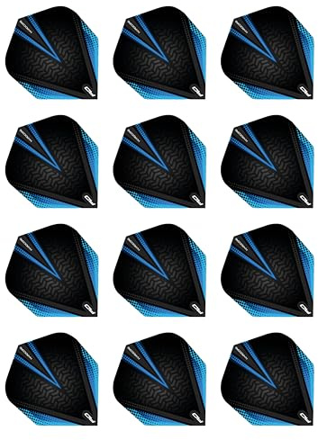 RED DRAGON Hardcore Radical Schwarz und Blau Extra Dicke Standard Dart Flights - 4 Sätze pro Packung (12 Flights insgesamt)