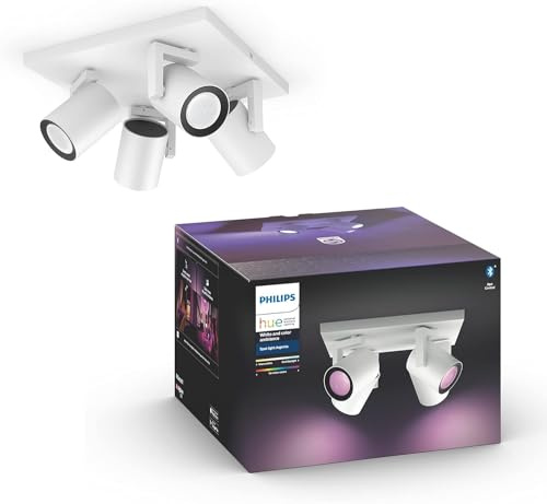Philips Hue White & Color Ambiance Argenta 4er Spot 4x230lm, dimmbar, 16 Mio. Farben, steuerbar via App, kompatibel mit Amazon Alexa (Echo, Echo Dot), weiß, alte Generation