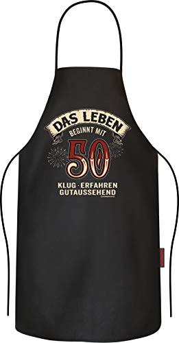 Grillschürze Kochschürze Küchenschürze als Geschenk zum 50. Geburtstag aus reiner Baumwolle