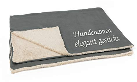 Direkt-Stick.de Hundedecke mit Namen Bestickt, XL Größe ca. 130x160cm, weiche Decke extra groß mit Hundenamen personalisierbar