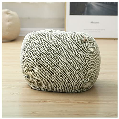 Yogakissen rund 40cm Durchmesser 25cm hoch mit Buchweizen-Spelz Füllung – Hochwertige PP-Baumwolle Maschinenwaschbarer Bezug aus Baumwolle – Meditationskissen – Sitzkissen-Grüne raute 40x25cm (15.7x10