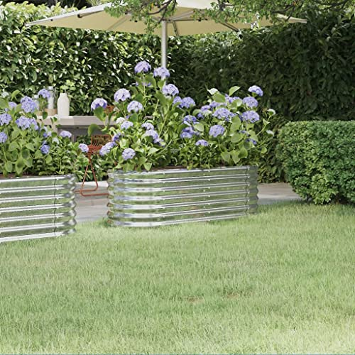 INLIFE Pflanzkübel Pulverbeschichteter Stahl 114x40x36 cm Silbern