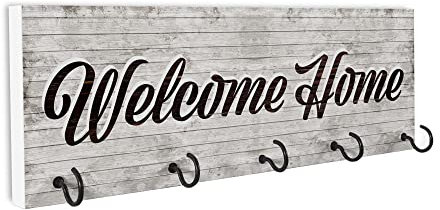 Interluxe Hakenleiste - Welcome Home - Schlüsselbrett Zuhause Hundegarderobe Hunde Garderobe Leinenparkplatz Wandhaken Hundeleinen