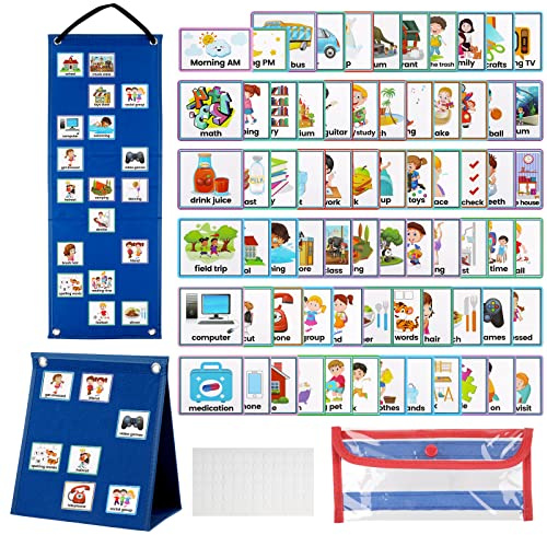 Visual Timetable, Children Visual Now and Next Board Learning Aids Tool with 70 Picture Cards To Support Communication, Daily Routine Chart for Speech and Language, ASD, Autism, Preschool