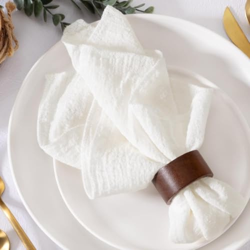 MLMW Elfenbeinweiße Stoffservietten, 6 Stück, Leinen, waschbar, 41 x 41 cm, für Hochzeit, Party, Babyparty, Brautparty, Geburtstag, Tischdekorationen
