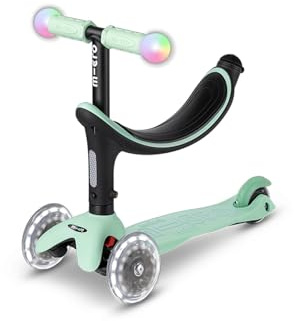 micro™ mini2grow Deluxe LED Magic | Kickboard mit Sitz und Schiebestange | LED-Vorderrollen & leuchtende Handgriffe | mitwachsender Lenker höhenverstellbar | ab 12 Monaten | 4 Farben erhältlich
