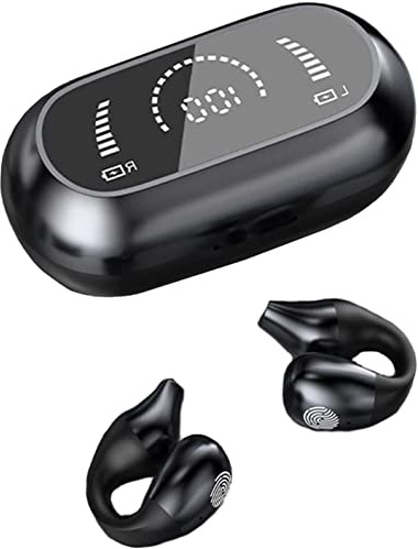 Lcmei New Wireless Ear Clip Bone Conduction Bluetooth 5.0 Headphones, Mini Sports Running Earclip, Open Ear, Black