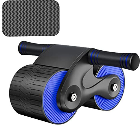 Abdominal Roller, Bauchroller mit Turnmatte Automatisches Rebound Wheel Abdominal Training Bauchmuskeltrainer für Männer und Frauen Bauchtrainer Fitnessgeräte für Zuhause, Blau