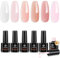 Modelones 8-in-1 Builder Nail Gel, 6 Colors Pink Builder Gel for Nails, Hard Gel Builder Nail Extension Gel Builder Gel in a Bottle for Nail Starter